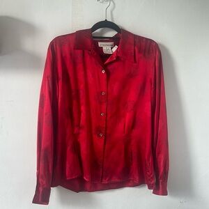 Vintage Evan Picone Silk Blouse Button-Up Top